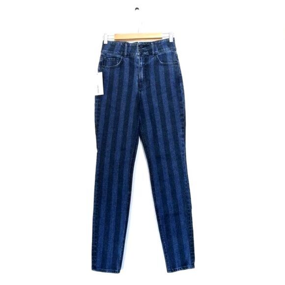 NWT GRLFRND Oriana Neopunk 90's Grunge High Rise Slim Jeans Black Stripe 26 Y2k - Picture 1 of 12